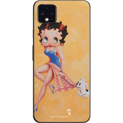 Betty Boop With Puppy Orange Background Google Pixel 4 XL Skin